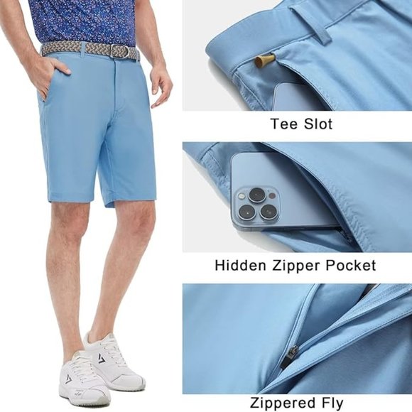 MAELREG Quick Dry 10'' Inseam Stretch Waist Flat Front Front Mens Shorts  ⛳ NEW! - Picture 5 of 16